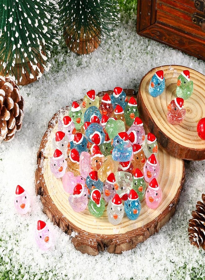 DULEFUN Christmas Mini Glitter Ducks 60pcs Colorful Tiny Small Little Resin Ducks to Hide Plastic Miniatures Duck Figures for Xmas Goodie Bag Fillers Party Favors Decorations - Image 3